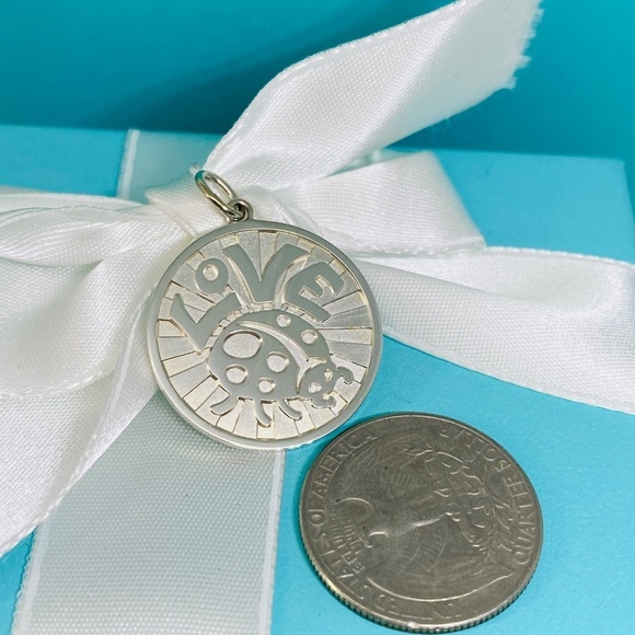 Tiffany and Company love bug round coin  charm with pouch and box NEW - Picture 6 of 6